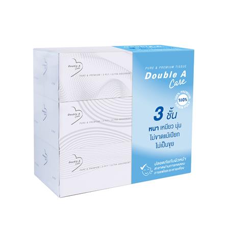 กระดาษเช็ดหน้า DOUBLE A CARE PURE&PREMIUM 90 แผ่น (แพ็ก 3 ชิ้น)_0