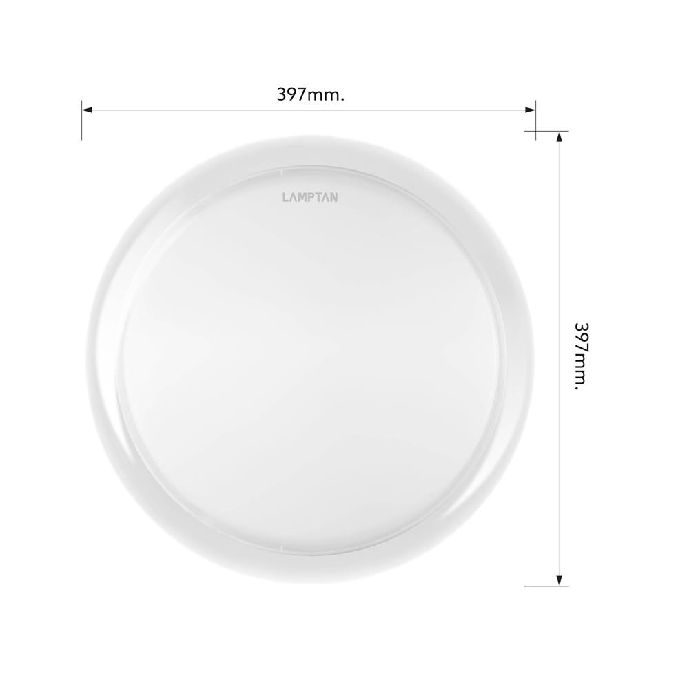 ไฟเพดาน LED LAMPTAN OVERLAY 16 นิ้ว 36 วัตต์ DAYLIGHT/COOL WHITE/WARM WHITE  สีขาว