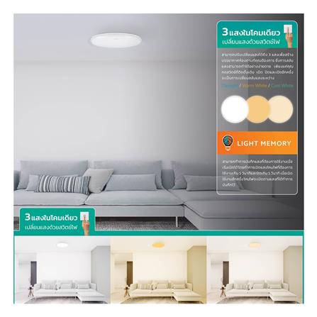ไฟเพดาน LED LAMPTAN OVERLAY 16 นิ้ว 36 วัตต์ DAYLIGHT/COOL WHITE/WARM WHITE  สีขาว_5