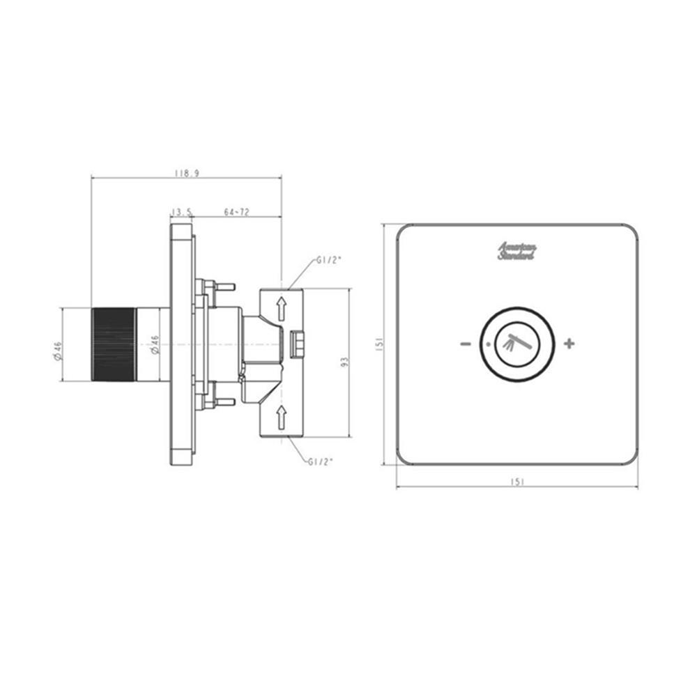 วาล์วฝังกำแพง AMERICAN STANDARD A-0925-440GRA สีเทา