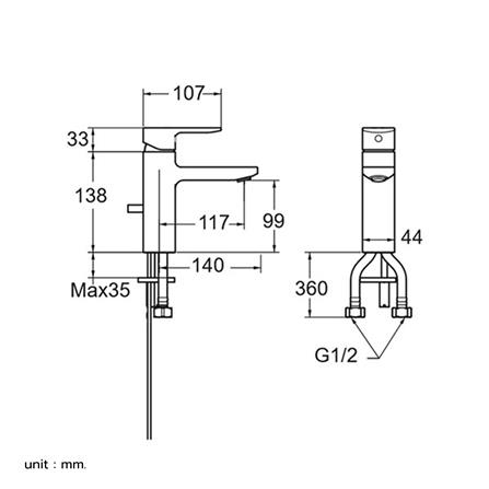 ก๊อกอ่างล้างหน้า AMERICAN STANDARD A-1301-100B-GL สีทอง_1