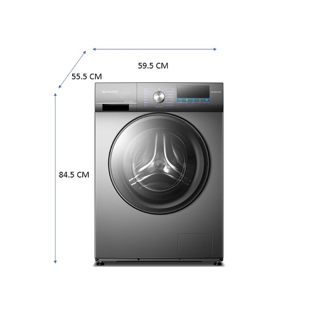 เครื่องซักผ้าฝาหน้า SHARP ES-F90XKS-G 9 กก. 1200RPM อินเวอร์เตอร์ สีเทาเข้ม