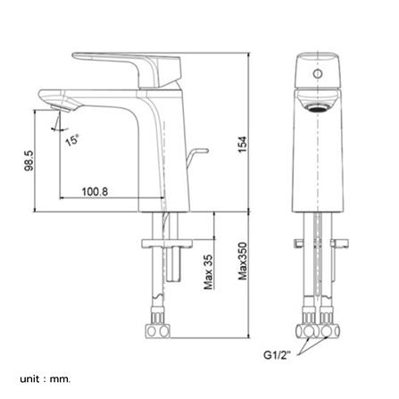 ก๊อกอ่างล้างหน้า AMERICAN STANDARD A-1701-100B-PWS สีทอง_1