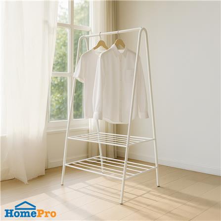 ราวแขวนผ้าทรง A พร้อมชั้นวางของ 2 ชั้น PLIM 60 ซม. สีขาว_5