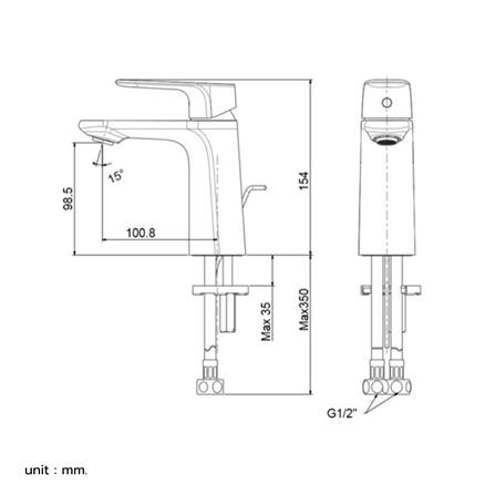 ก๊อกอ่างล้างหน้า AMERICAN STANDARD A-1701-100B-HG สีดำ_1