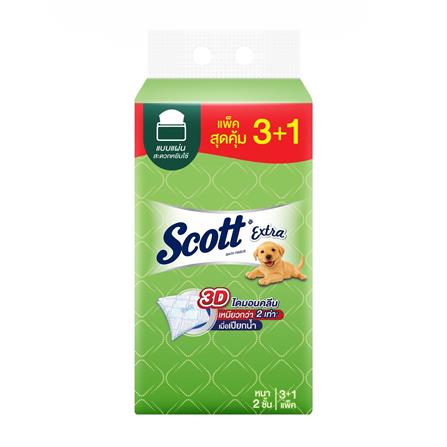 กระดาษอเนกประสงค์ SCOTT EXTRA 2PLY 150 แผ่น (แพ็ก 3+1)_0