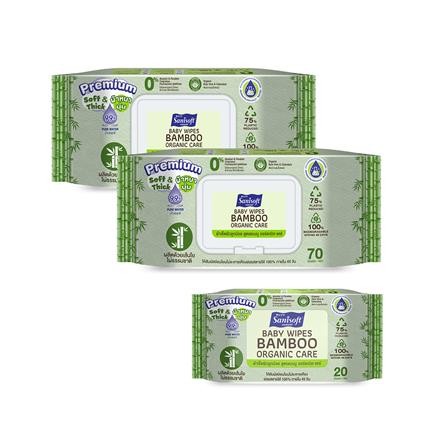 ผ้าเช็ดทำความสะอาดผิว SANISOFT BAMBOO ORGANIC CARE 70 แผ่น (แพ็กคู่)_2