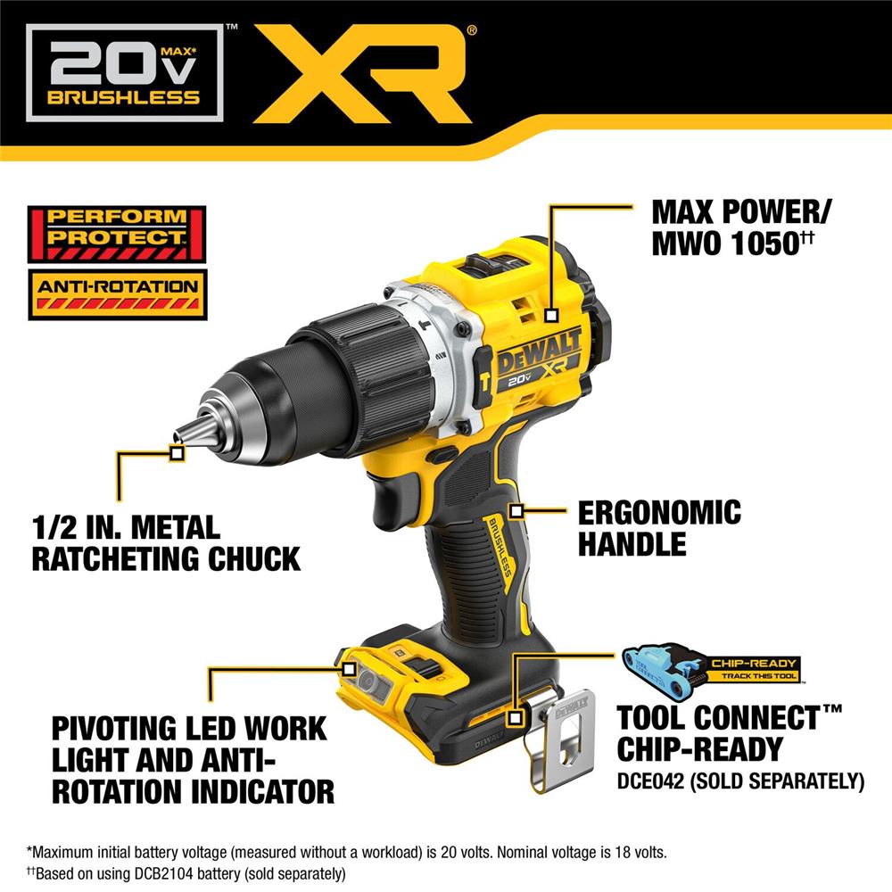 สว่านกระแทกไร้สาย (เฉพาะตัวเครื่อง) DEWALT DCD806N-B1 XR 18 โวลต์