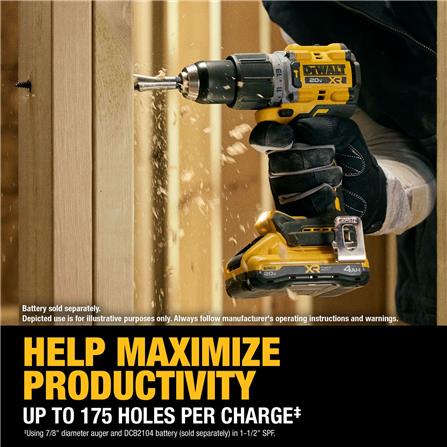 สว่านกระแทกไร้สาย (เฉพาะตัวเครื่อง) DEWALT DCD806N-B1 XR 18 โวลต์_10