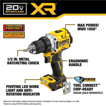 สว่านไขควง (เฉพาะตัวเครื่อง) DEWALT DCD801N-B1 18 โวลต์ (สูงสุด 20 โวลต์)_9