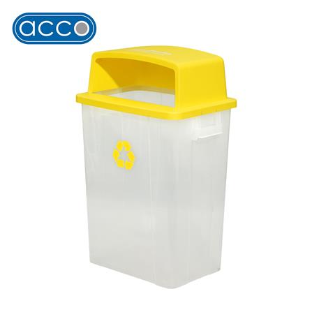 ถังขยะเหลี่ยม ฝาช่องทิ้งแยกประเภท ACCO 60 ลิตร สีเหลือง/ใส_0