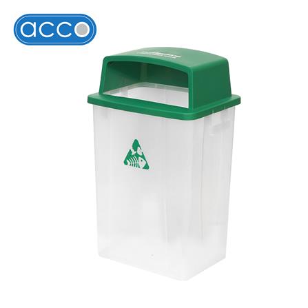 ถังขยะเหลี่ยม ฝาช่องทิ้ง ACCO 60 ลิตร สีเขียว/ใส_0