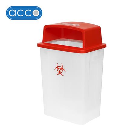 ถังขยะเหลี่ยม ฝาช่องทิ้งแยกประเภท ACCO 60 ลิตร สีแดง/ใส_0