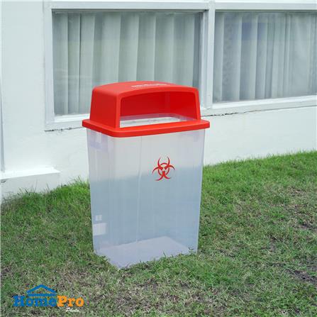 ถังขยะเหลี่ยม ฝาช่องทิ้งแยกประเภท ACCO 60 ลิตร สีแดง/ใส_5