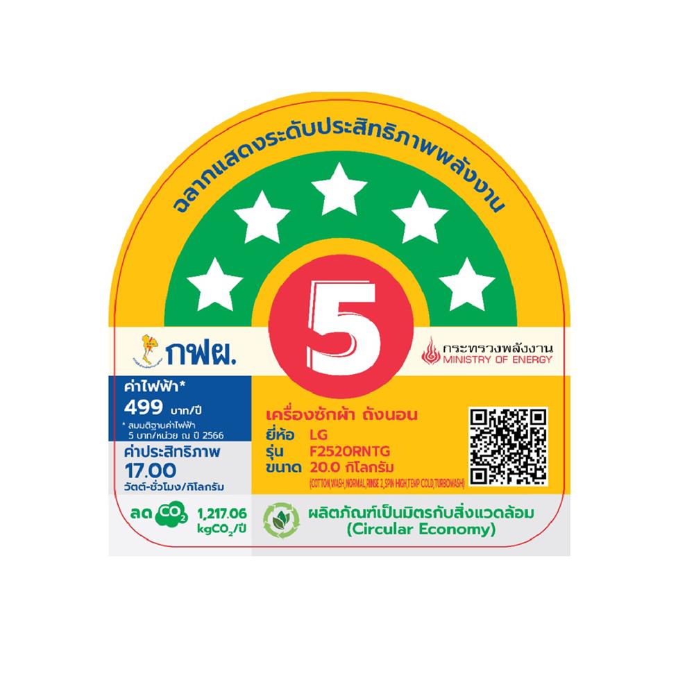 เครื่องซักอบผ้าฝาหน้า LG F2520RNTG 20/10 กก. 1100RPM อินเวอร์เตอร์ สีเทาเข้ม