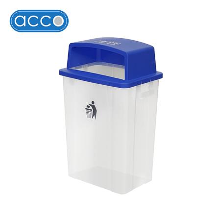 ถังขยะเหลี่ยม ฝาช่องทิ้งแยกประเภท ACCO 60 ลิตร สีน้ำเงิน/ใส_0