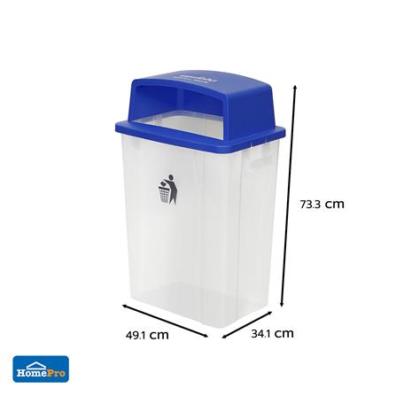 ถังขยะเหลี่ยม ฝาช่องทิ้งแยกประเภท ACCO 60 ลิตร สีน้ำเงิน/ใส_6