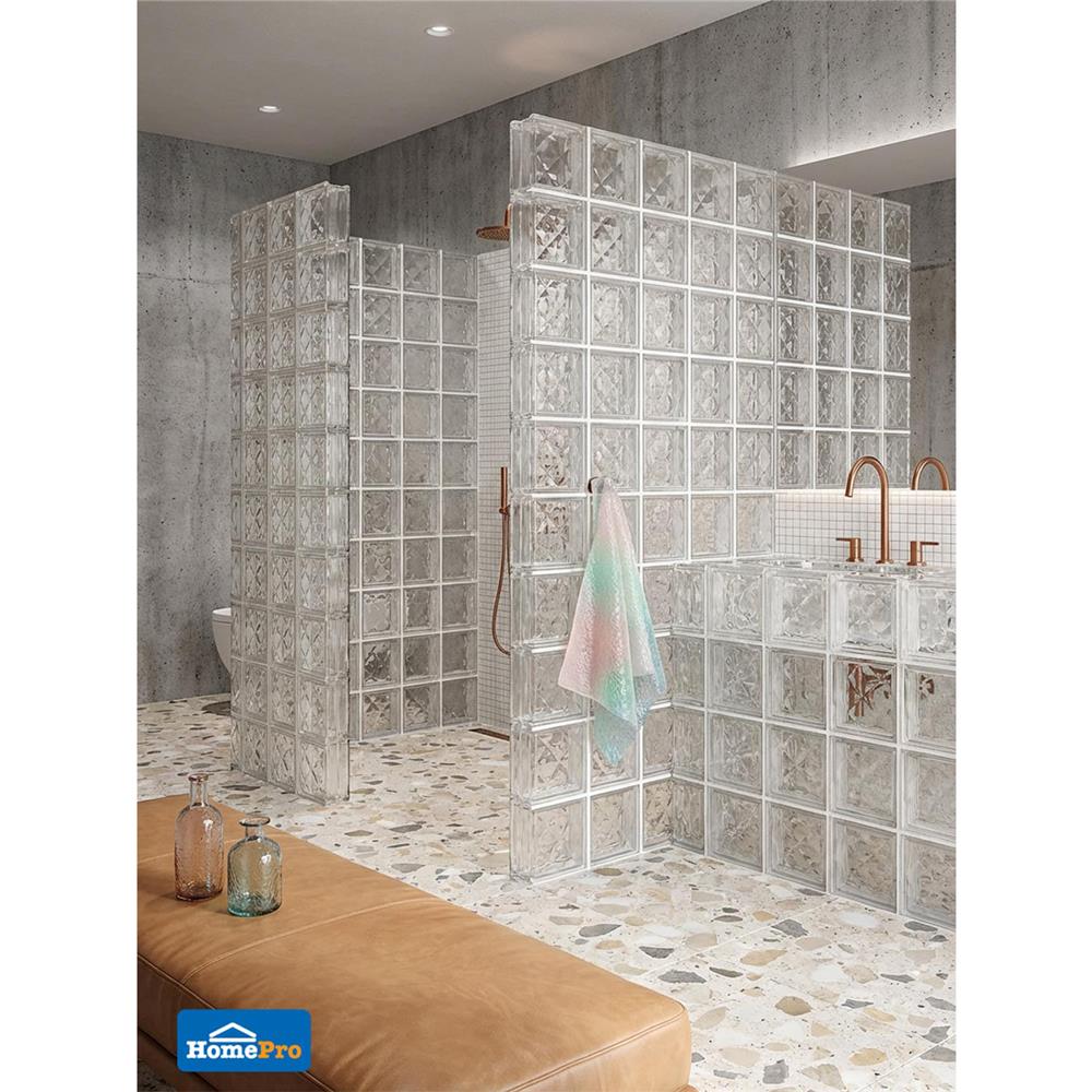 อิฐแก้ว 19x19x8 ซม. JING HUA จีเวล สีใส