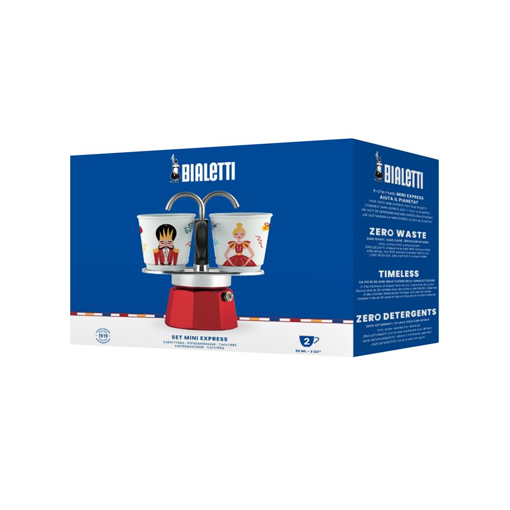 หม้อต้มกาแฟ BIALETTI MINI EXPRESS RED SCHIACCIANOCI SET 2 ถ้วย