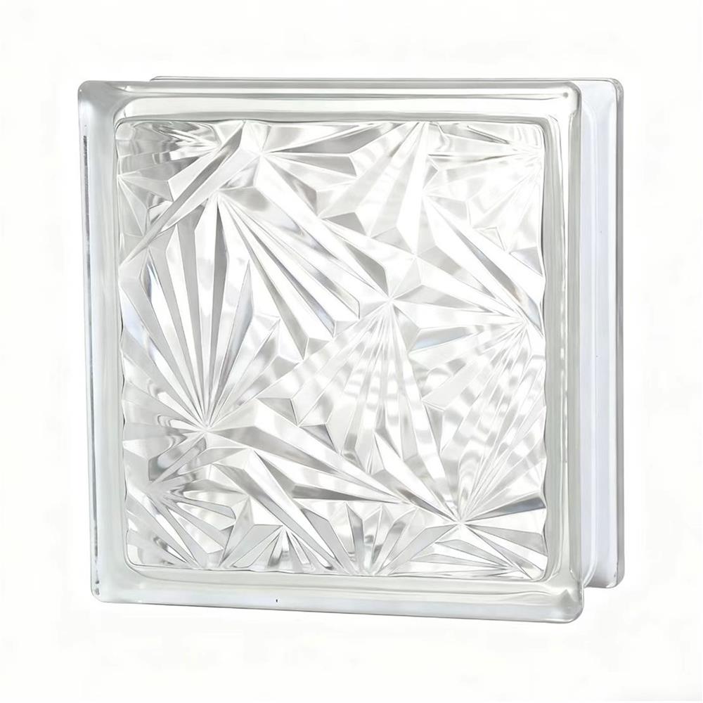 อิฐแก้ว 19x19x8 ซม. JING HUA ไอซ์ฟลาวเวอร์ สีใส