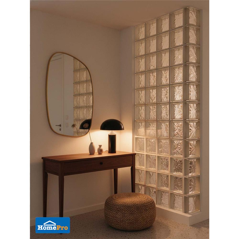 อิฐแก้ว 19x19x8 ซม. JING HUA ไอซ์ฟลาวเวอร์ สีใส