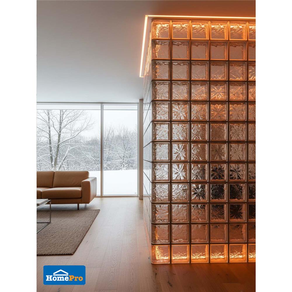 อิฐแก้ว 19x19x8 ซม. JING HUA ไอซ์ฟลาวเวอร์ สีใส