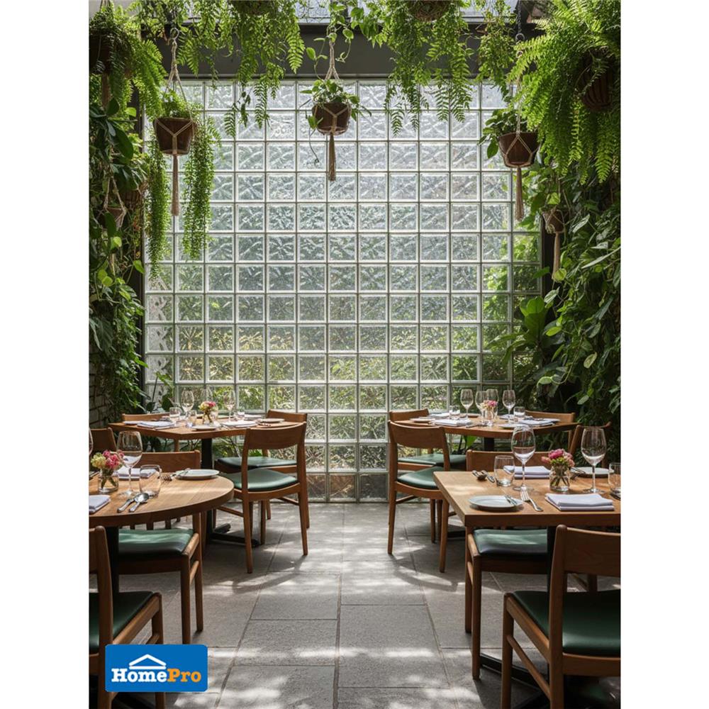 อิฐแก้ว 19x19x8 ซม. JING HUA ไอซ์ฟลาวเวอร์ สีใส