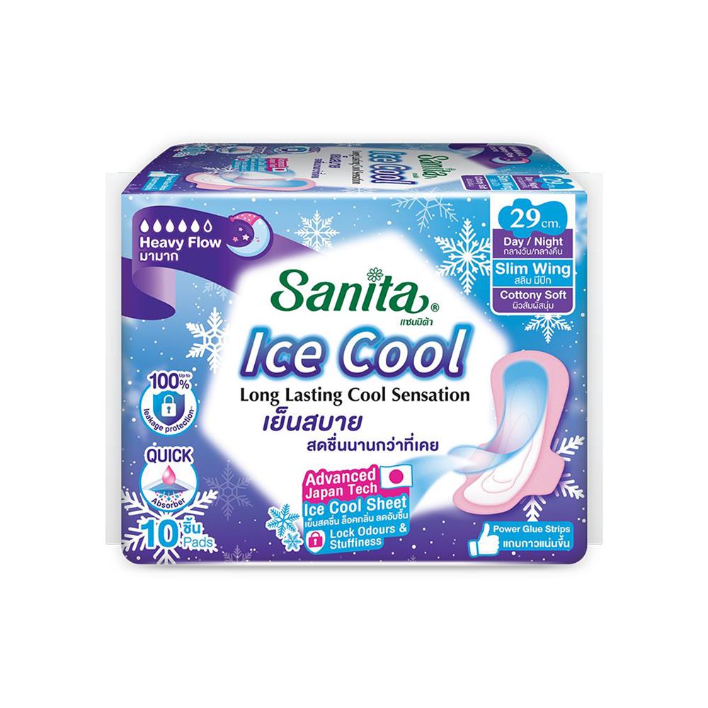 ผ้าอนามัยแบบมีปีก SANITA ICE COOL SLIM 29 ซม. (10 แผ่น)