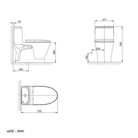 สุขภัณฑ์ 1 ชิ้น AMERICAN STANDARD 2333SC-WT-0 สีขาว_4
