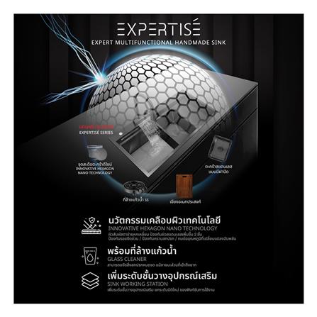 ซิงค์ฝัง 2 หลุม 1 ที่พัก + ก๊อกซิงค์ AXIA EXPERTISE 12050 BLACK + NIAGARA GUN METAL_4