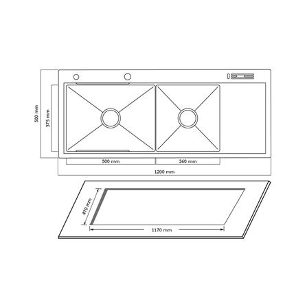ซิงค์ฝัง 2 หลุม 1 ที่พัก + ก๊อกซิงค์ AXIA EXPERTISE 12050 BLACK + NIAGARA GUN METAL_5