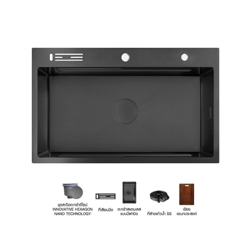 ซิงค์ฝัง 1 หลุม + ก๊อกซิงค์ AXIA EXPERTISE 8250 BLACK + NIAGARA MATTE SATIN