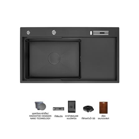 ซิงค์ฝัง 1 หลุม 1 ที่พัก + ก๊อกซิงค์ AXIA EXPERTISE 10050 BLACK + NIAGARA GUN METAL_0