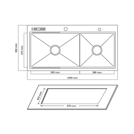 ซิงค์ฝัง 2 หลุม + ก๊อกซิงค์ AXIA EXPERTISE 5438 BLACK + NIAGARA GUN METAL_5