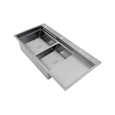 ซิงค์ฝัง 2 หลุม 1 ที่พัก + ก๊อกซิงค์ AXIA EXPERTISE 12050 SILVER + NIAGARA GUN METAL_2