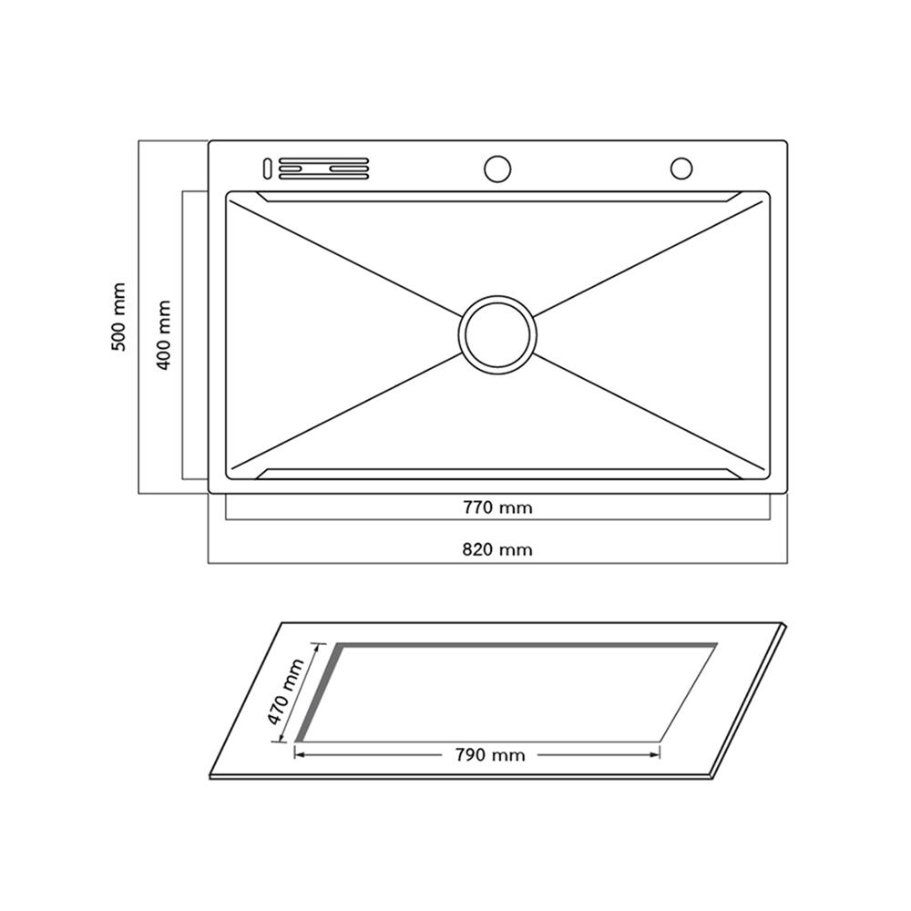 ซิงค์ฝัง 1 หลุม + ก๊อกซิงค์ AXIA EXPERTISE 8250 SILVER + NIAGARA GUN METAL