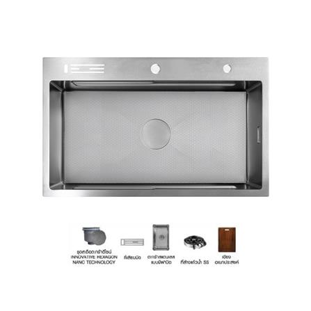 ซิงค์ฝัง 1 หลุม + ก๊อกซิงค์ AXIA EXPERTISE 8250 SILVER + NIAGARA GUN METAL_0