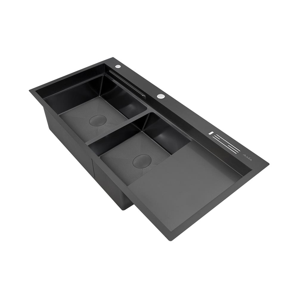 ซิงค์ฝัง 2 หลุม 1 ที่พัก + ก๊อกซิงค์ AXIA EXPERTISE 12050 BLACK + NIAGARA MATTE SATIN
