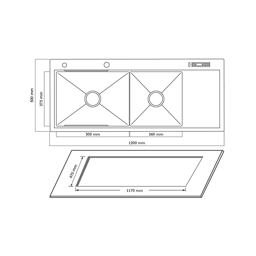 ซิงค์ฝัง 2 หลุม 1 ที่พัก + ก๊อกซิงค์ AXIA EXPERTISE 12050 BLACK + NIAGARA MATTE SATIN