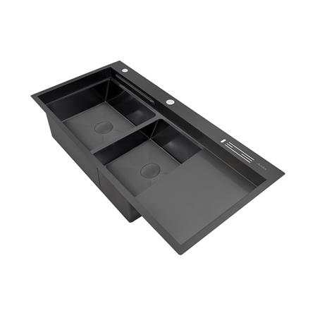 ซิงค์ฝัง 2 หลุม 1 ที่พัก + ก๊อกซิงค์ AXIA EXPERTISE 12050 BLACK + NIAGARA MATTE SATIN_2