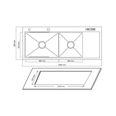 ซิงค์ฝัง 2 หลุม 1 ที่พัก + ก๊อกซิงค์ AXIA EXPERTISE 12050 BLACK + NIAGARA MATTE SATIN_5