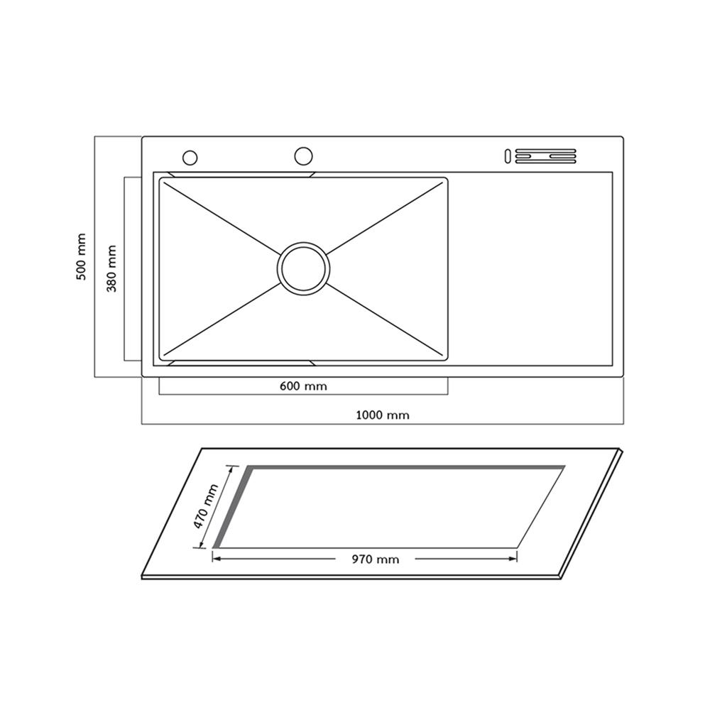 ซิงค์ฝัง 1 หลุม 1 ที่พัก + ก๊อกซิงค์ AXIA EXPERTISE 10050 BLACK + NIAGARA MATTE SATIN