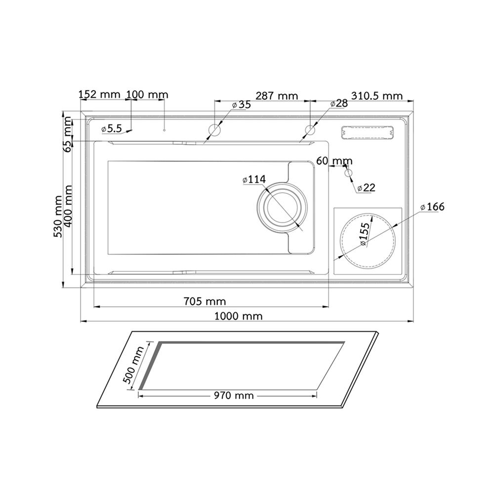 ซิงค์ฝัง 1 หลุม + ก๊อกซิงค์ AXIA EXPERTISE 10050 DB BLACK + NIAGARA MATTE SATIN