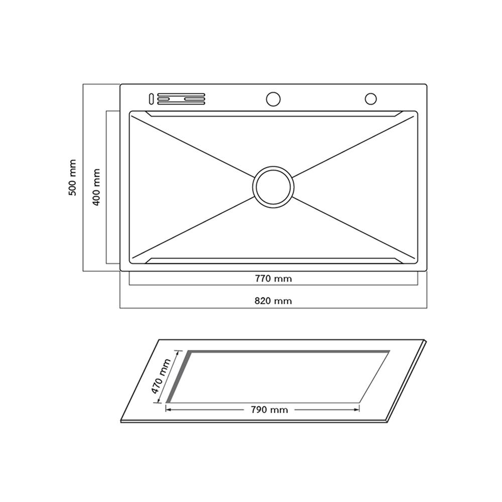ซิงค์ฝัง 1 หลุม + ก๊อกซิงค์ AXIA EXPERTISE 8250 BLACK + NIAGARA GUN METAL