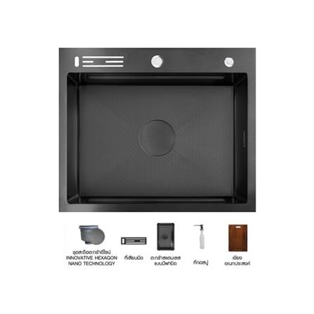 ซิงค์ฝัง 1 หลุม + ก๊อกซิงค์ AXIA EXPERTISE 6050 BLACK + NIAGARA GUN METAL_0