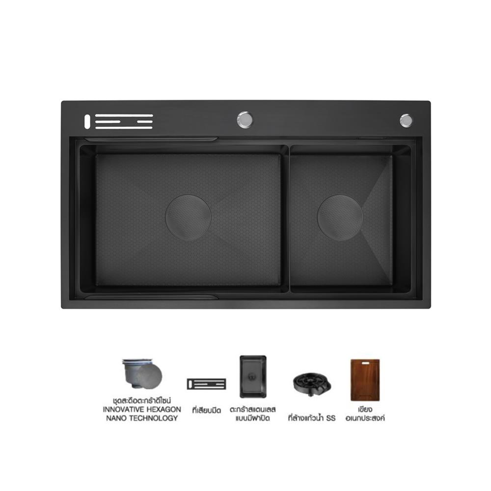 ซิงค์ฝัง 2 หลุม + ก๊อกซิงค์ AXIA EXPERTISE 5438 BLACK + NIAGARA MATTE SATIN