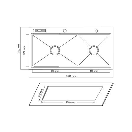 ซิงค์ฝัง 2 หลุม + ก๊อกซิงค์ AXIA EXPERTISE 5438 BLACK + NIAGARA MATTE SATIN_5
