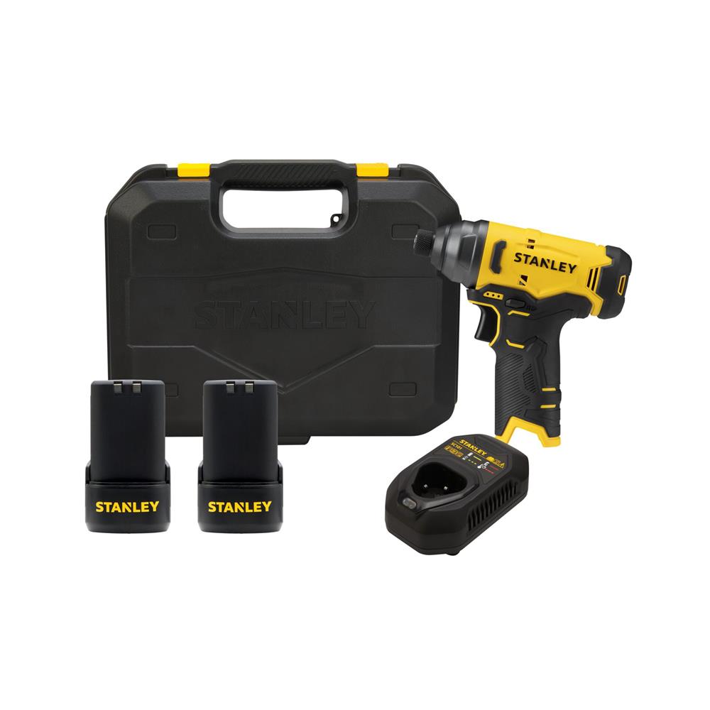 ไขควงกระแทก (พร้อมแบตเตอรี่และแท่นชาร์จ) STANLEY SCI10D2K-B1 12 โวลต์