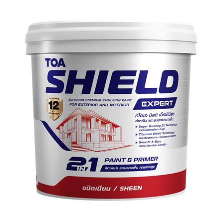 สีน้ำทาภายนอก ชนิดกึ่งเงา TOA SHIELD EXPERT SUPERIOR PREMIUM 2 IN 1 EH100 สีขาว 9 ลิตร_0
