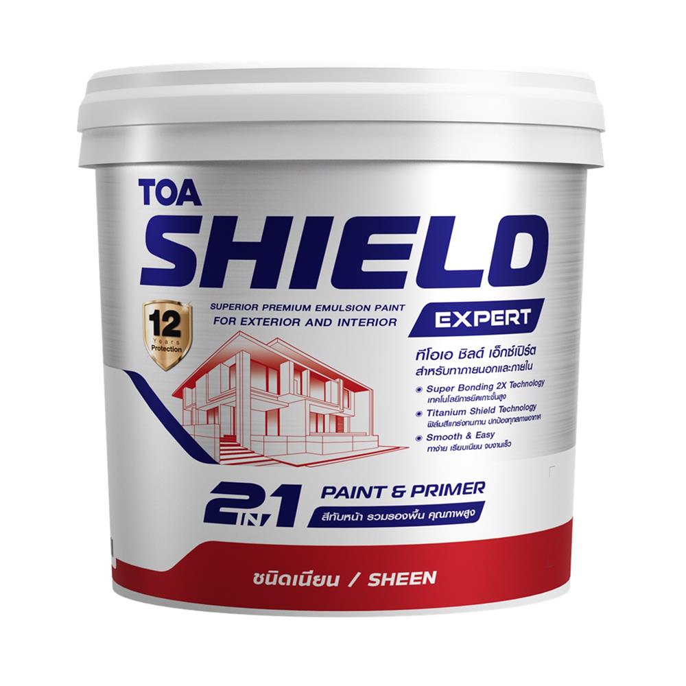 สีน้ำทาภายนอก ชนิดเนียน TOA SHIELD EXPERT SUPERIOR PREMIUM 2 IN 1 BASE C สีขาว 9 ลิตร
